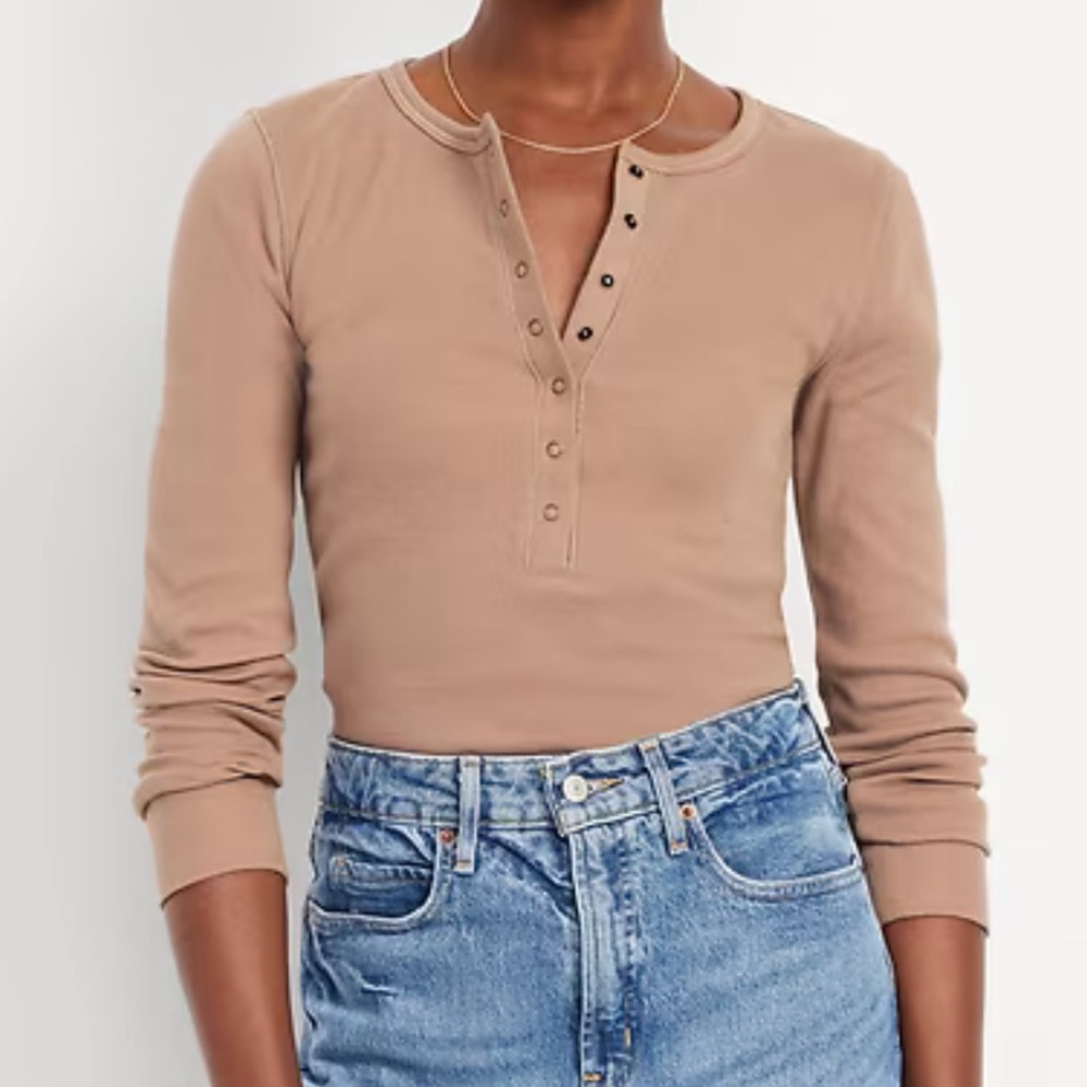 OLD NAVY Cozy Snug Crew-Neck Henley - Driftwood, Size XL